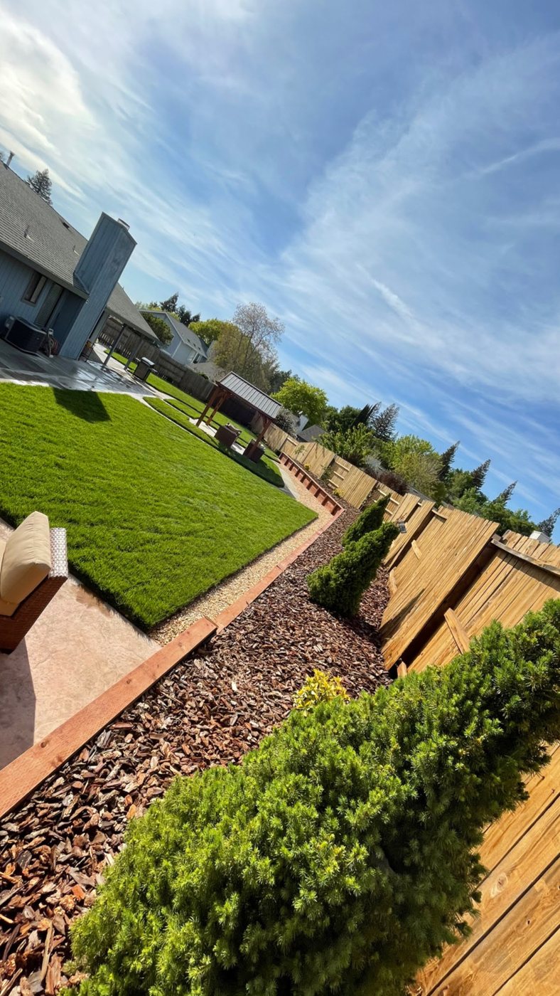 Finished backyard landscaping project
